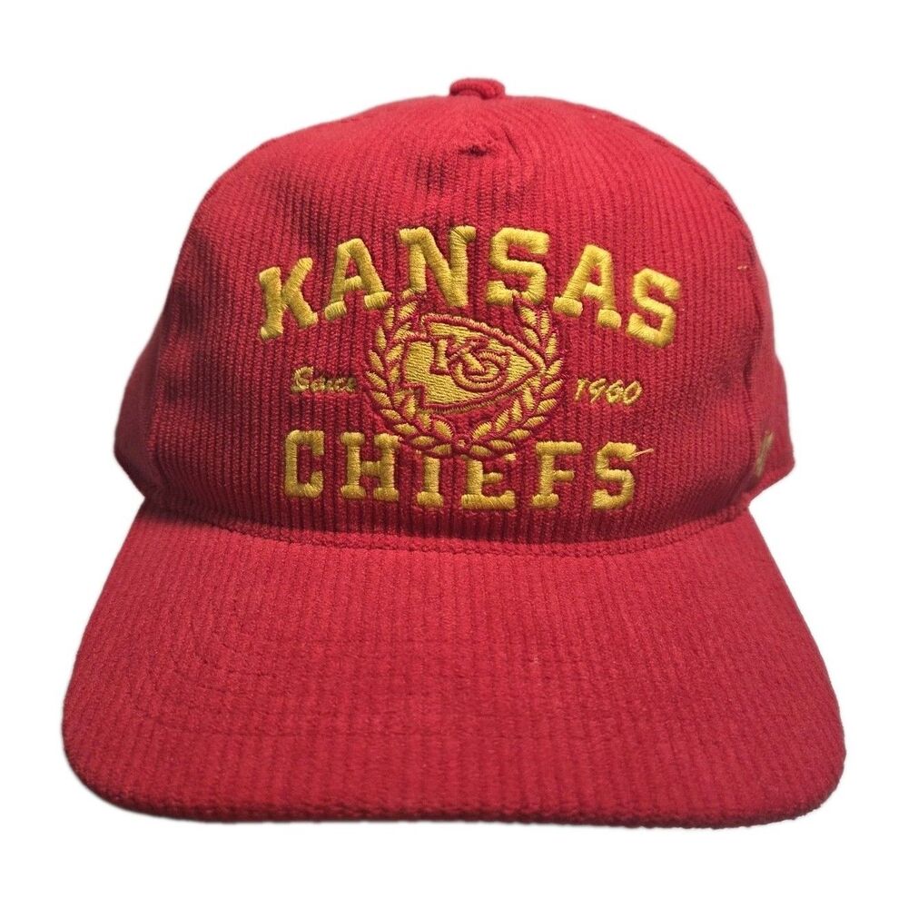 47 Brand Kansas City Chiefs Hat Snapback Laurus Hitch Red Corduroy Green Bill